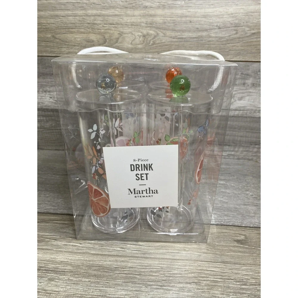 Martha Stewart Collection 8-piece Drink Set Acrylic 2019 NEW Sealed